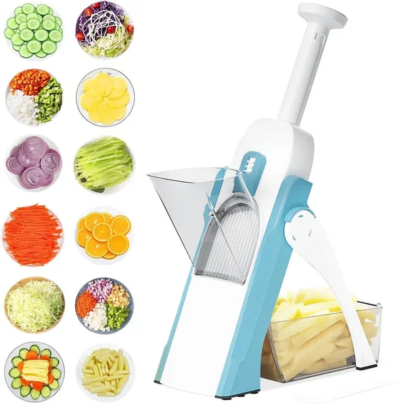 Multi Home 5 in 1 Manual Vegetable Cutter Food Chopper Fruit Potato Slicer Kitchen Household Adjustable Hand Food Fries Peeler