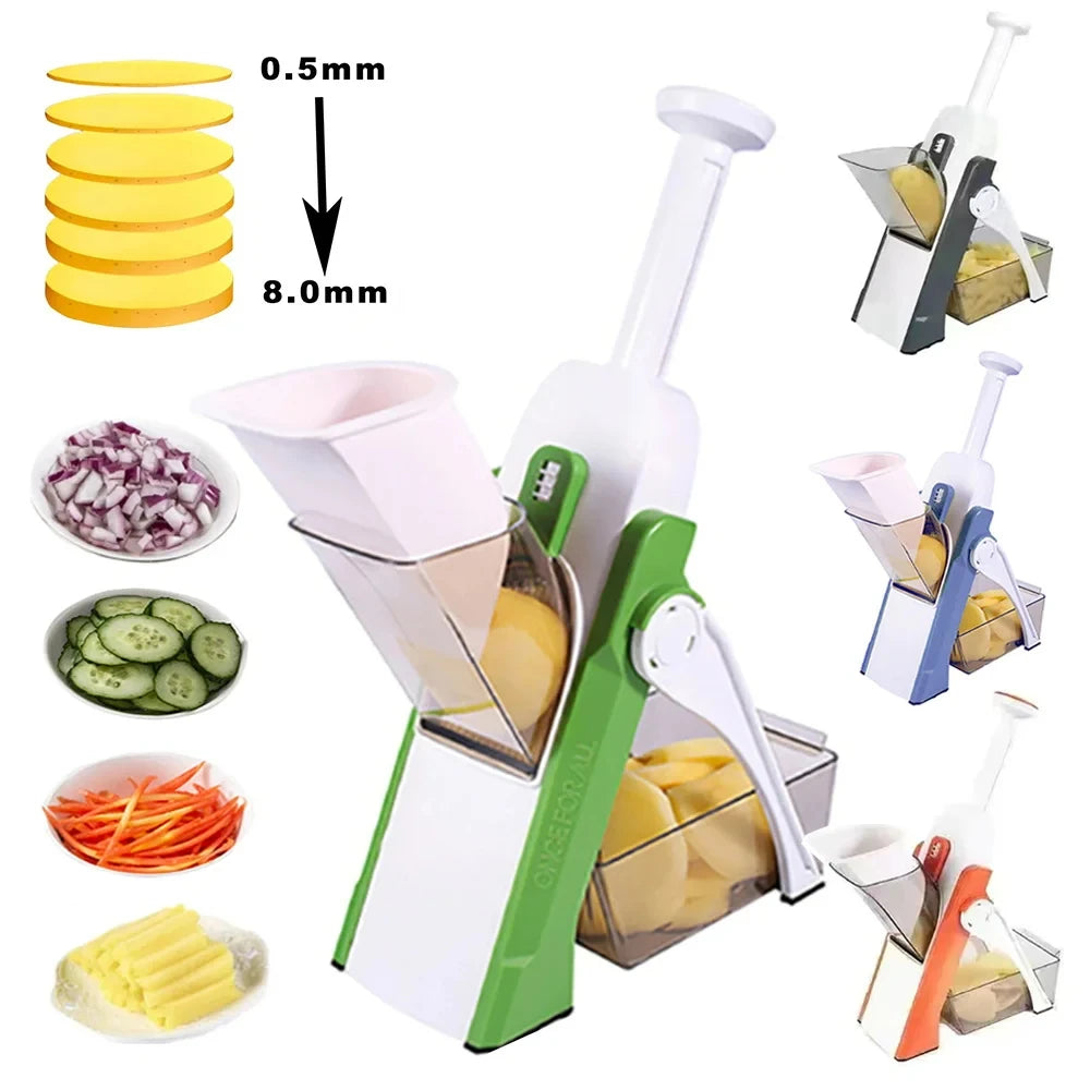 Multi Home 5 in 1 Manual Vegetable Cutter Food Chopper Fruit Potato Slicer Kitchen Household Adjustable Hand Food Fries Peeler