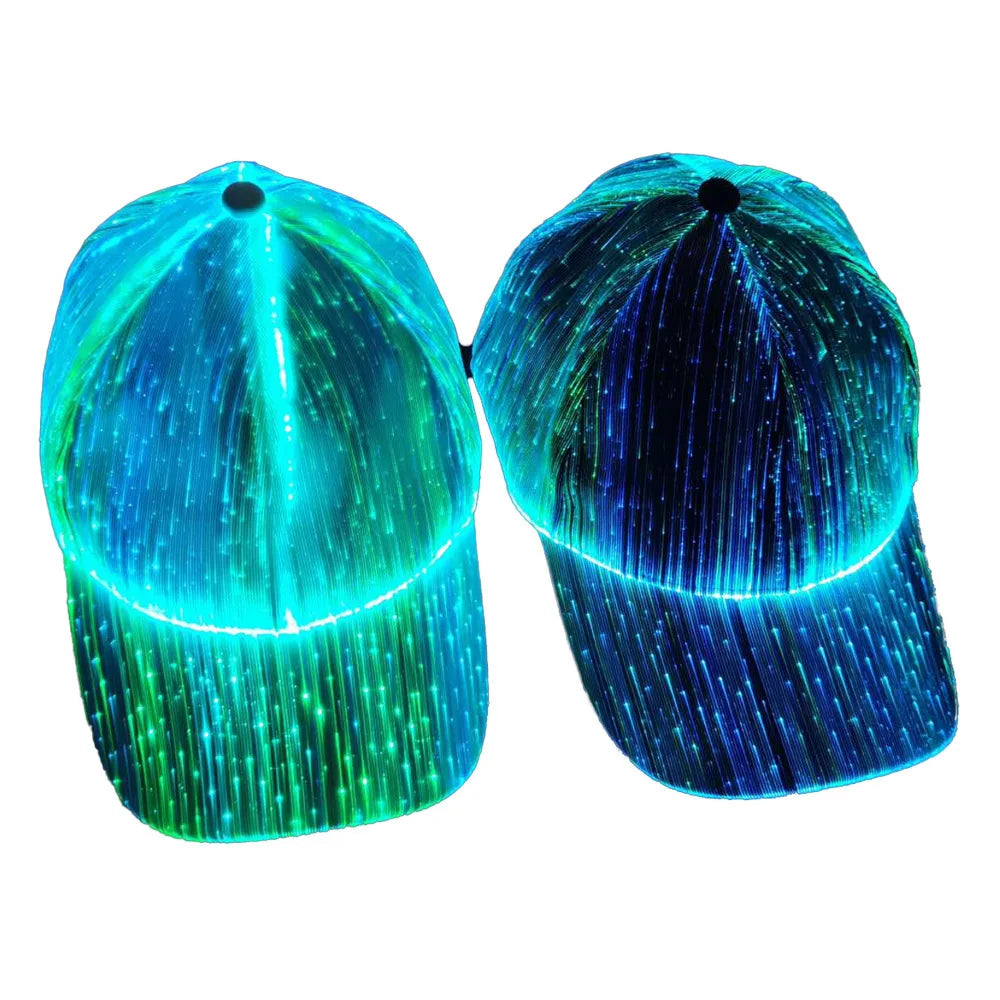 7Colours LED Fibre Optic Luminous Duck Tongue Cap Men Women Party Hip Hop Outdoor Luminous Baseball Cap Performance Cap