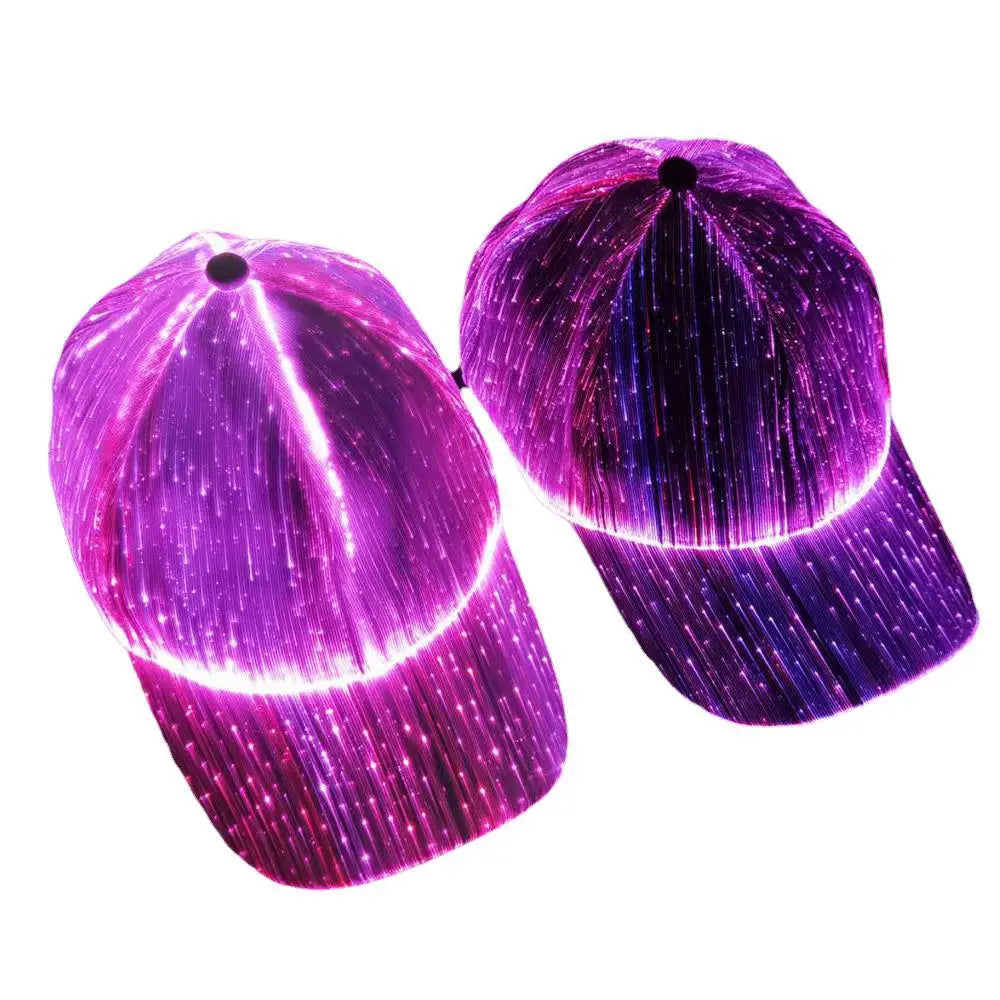 7Colours LED Fibre Optic Luminous Duck Tongue Cap Men Women Party Hip Hop Outdoor Luminous Baseball Cap Performance Cap