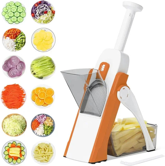 Multi Home 5 in 1 Manual Vegetable Cutter Food Chopper Fruit Potato Slicer Kitchen Household Adjustable Hand Food Fries Peeler